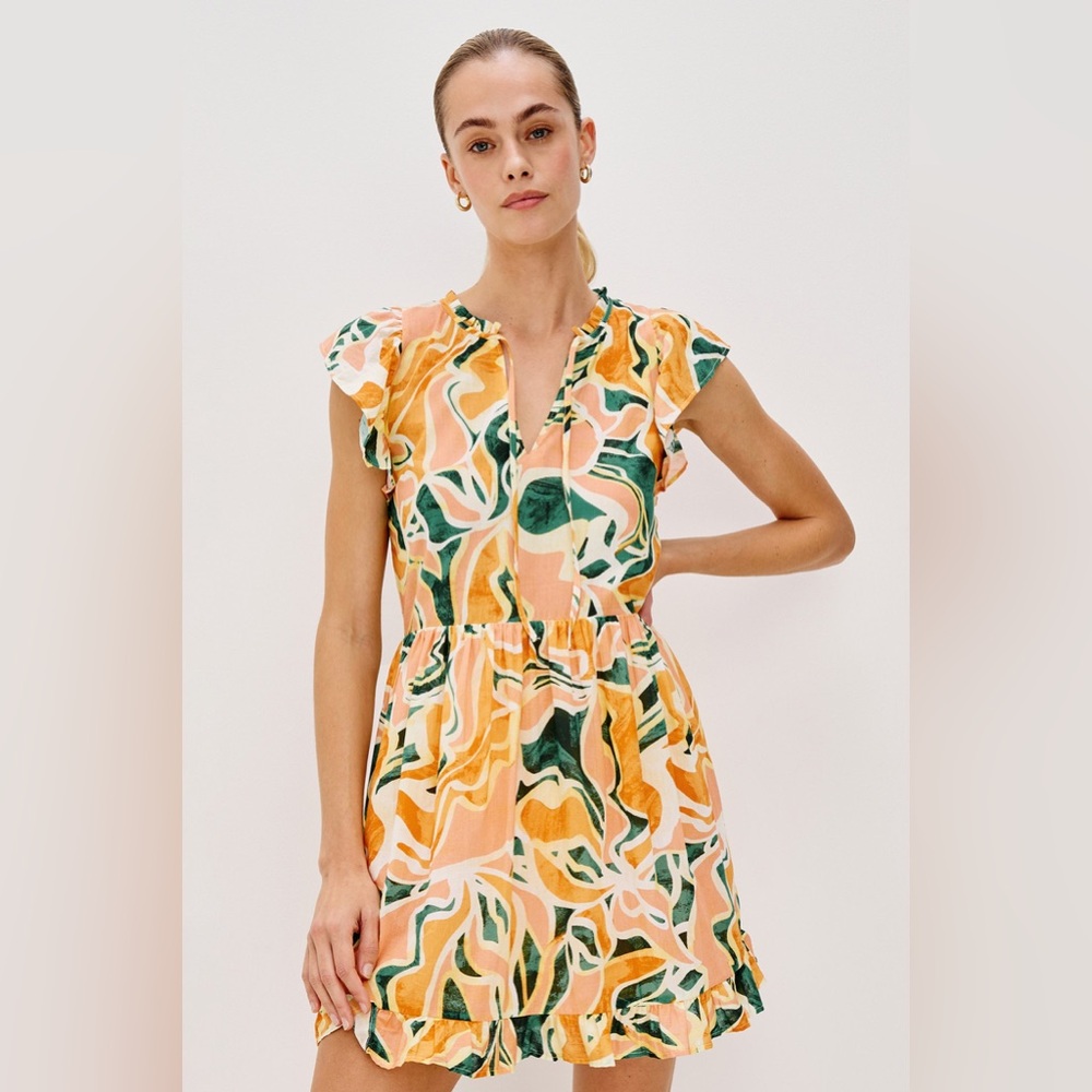 NWT Rails Zinnia Abstract Print Cotton Dress in Tulum Size XS